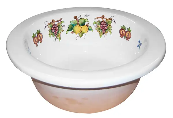 hand-decorated ceramic basin