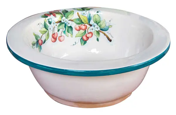 hand-decorated round ceramic sink in Caltagirone style