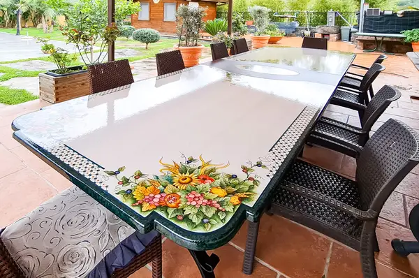 large table with central wood insert