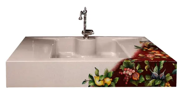 lava stone sink with left and right drainer