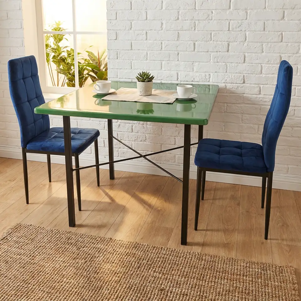 Single-colour green lava stone table
