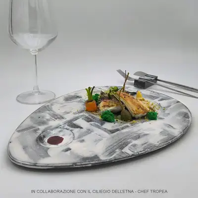 Lava stone plate for gourmet courses