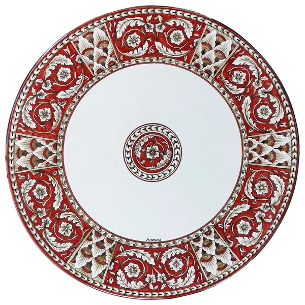 lava stone table lava stone table hand-painted in Red