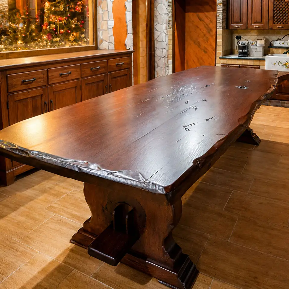 Mesa rústica de madera maciza modelo Fratino