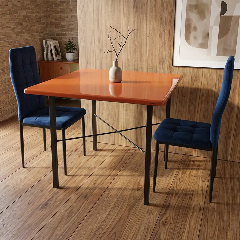 Mesa de piedra volcánica monocolor naranja