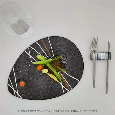 Piedra lavica para servir platos gourmet calientes