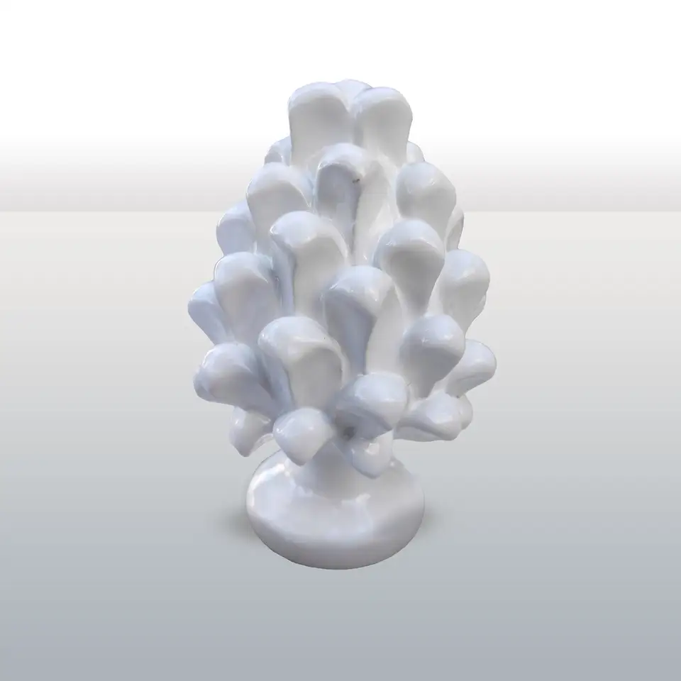Pina de ceramica decorada a mano blanca monocolor