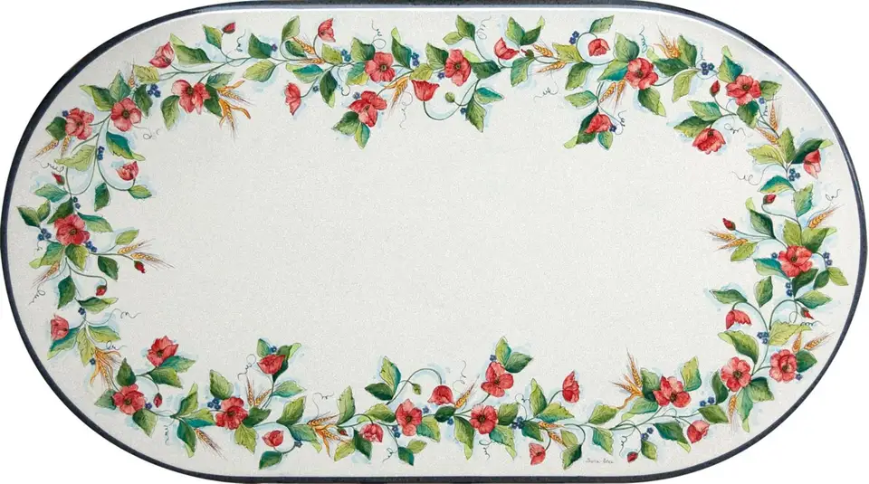 mesa ovalada de piedra lávica con decoración de estilo Caltagirone hecha a mano