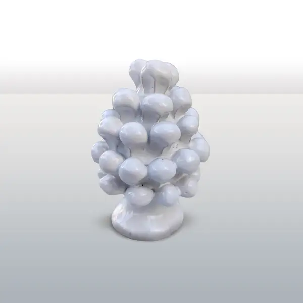 Pomme de pin en ceramique decoree a la main blanche unie
