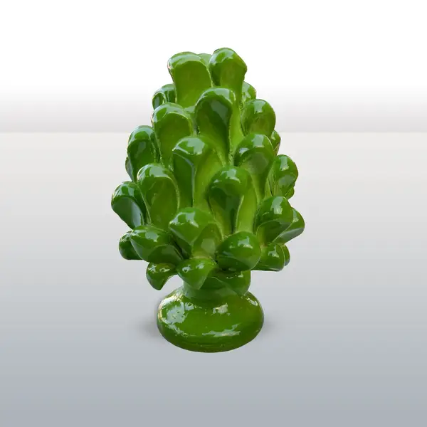 Pomme de pin en ceramique decoree a la main verte unie