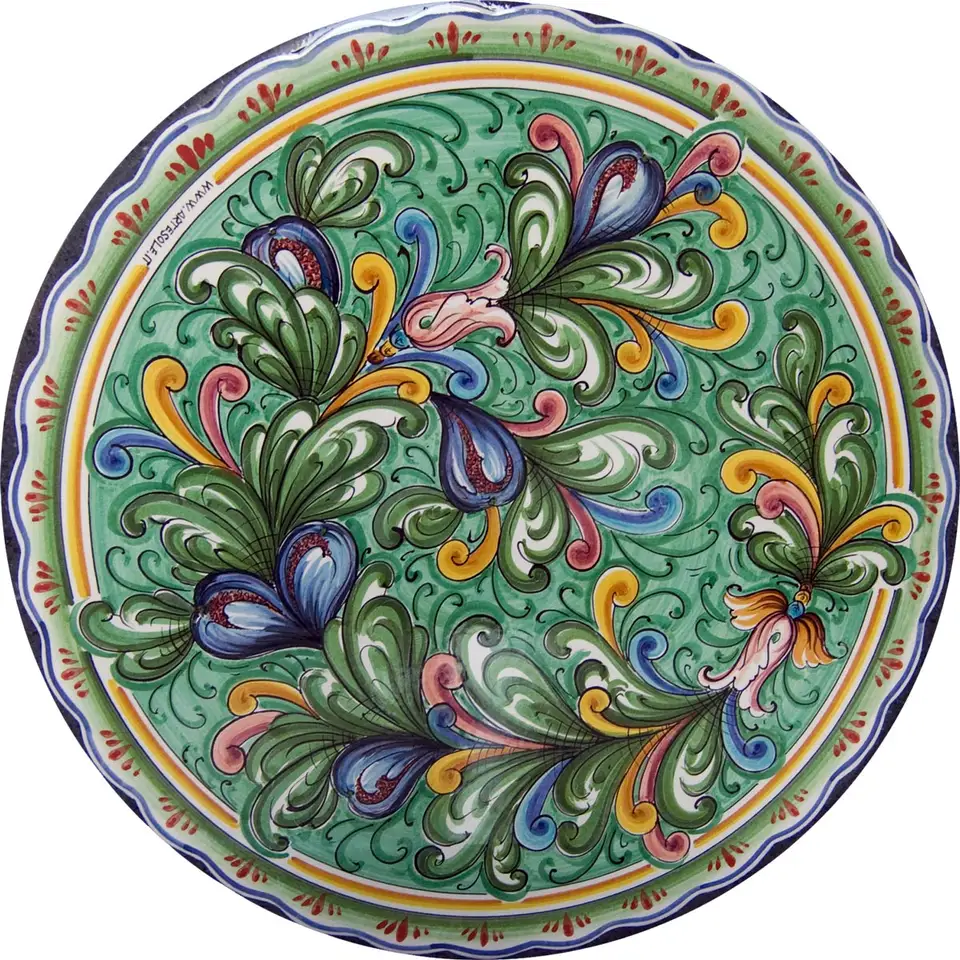 table en pierre de lave ronde avec decor figues