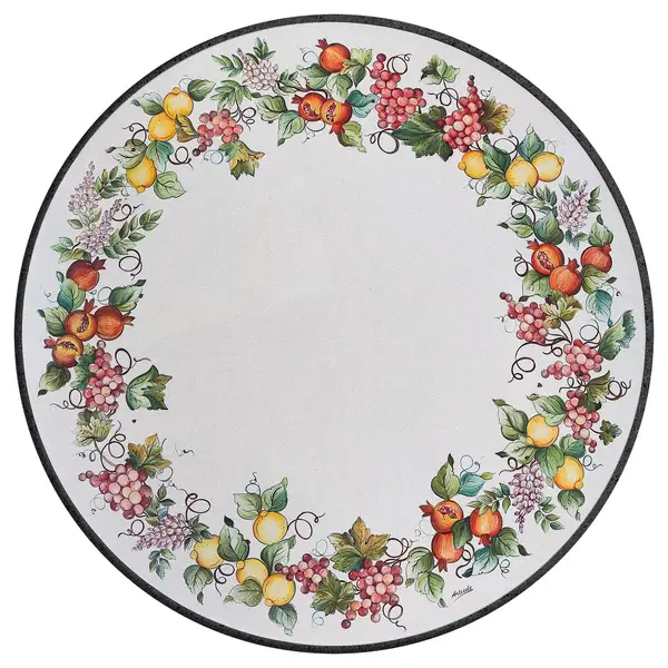 table en pierre de lave avec decor raisins et citrons