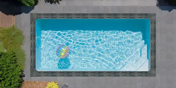 Pool viewed from above with lava stone edges