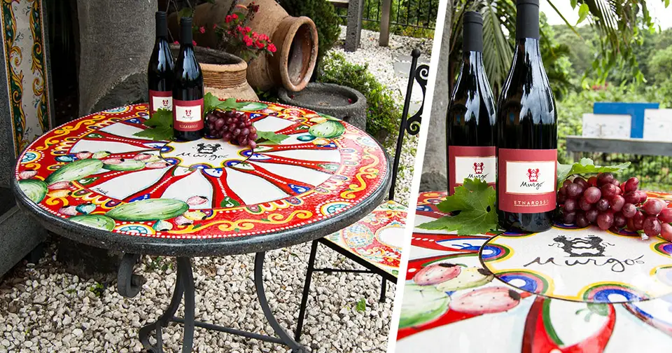 Hand-decorated lava stone tables for restaurants and bars