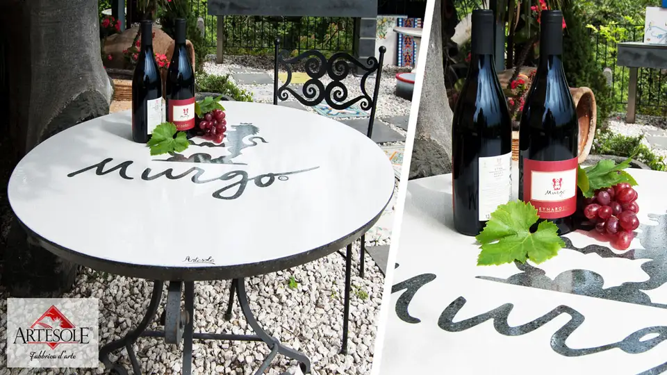 Lava stone tables for an agriturismo