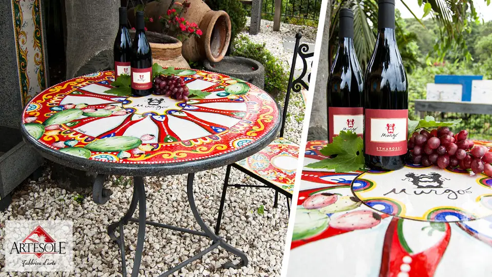 Lava stone tables with custom central logo