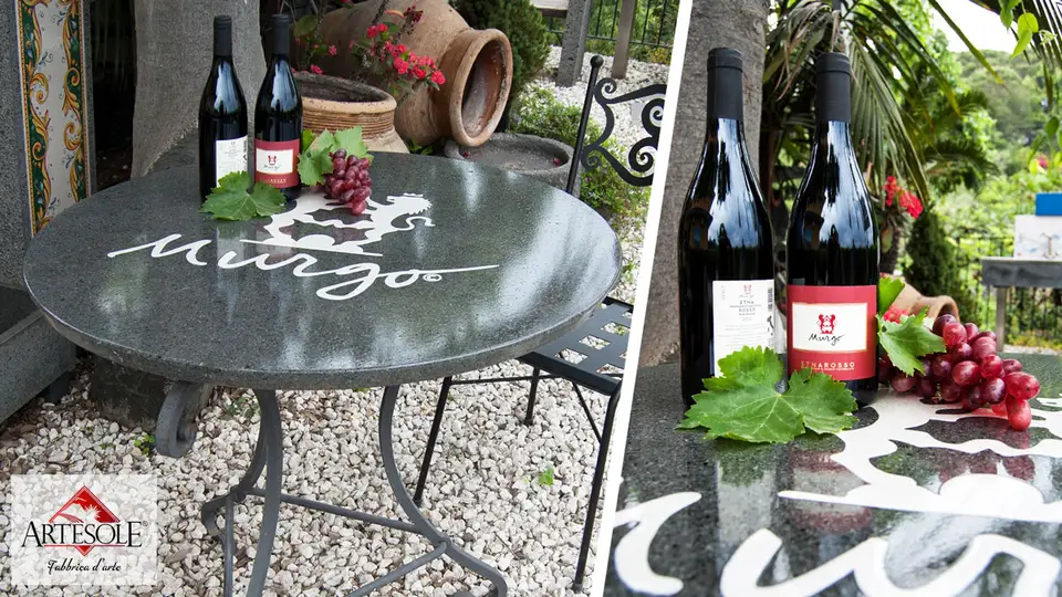 Lava stone tables made for a winery