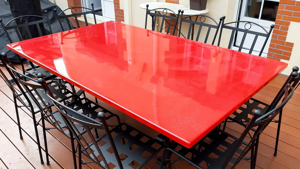 Modern single-color tables in ceramized lava stone