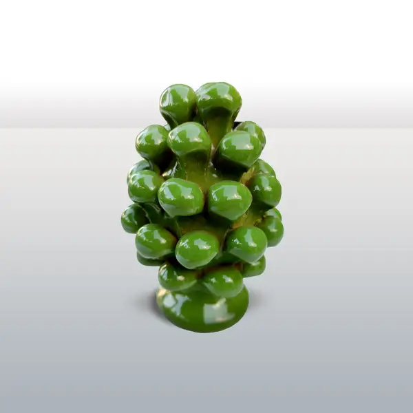 Hand-decorated ceramic pine cone single-colour green