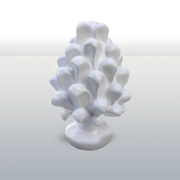 Hand-decorated ceramic pine cone single-colour white
