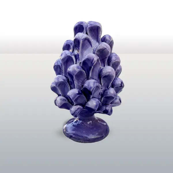Hand-decorated ceramic pine cone single-colour purple