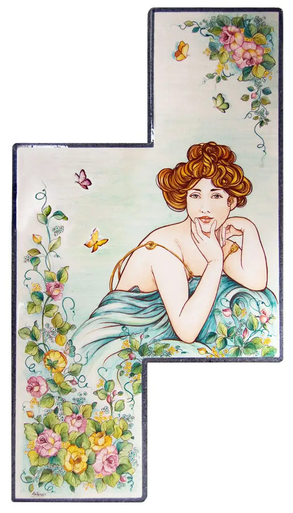 Decorative Panel Pannello Decorativo in hand-decorated lava stone