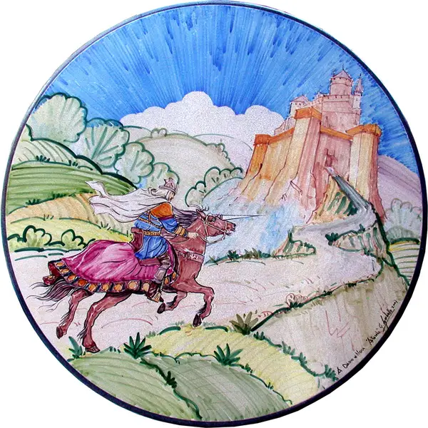 Decorative Panel Pannello Decorativo in hand-decorated lava stone