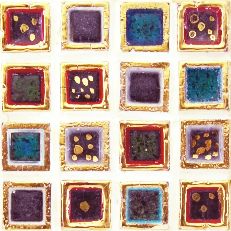 Ceramic and lava stone mosaic tile with gold MC001