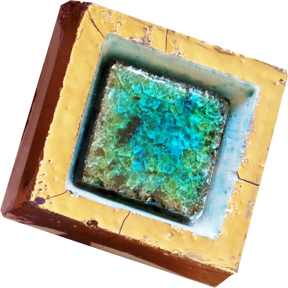 Ceramic and lava stone mosaic tile with gold MC004