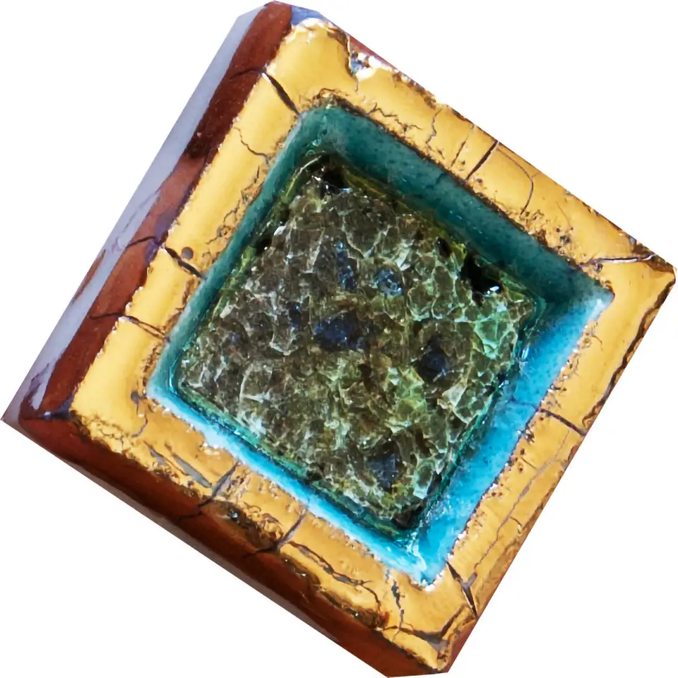 Ceramic and lava stone mosaic tile with gold MC005