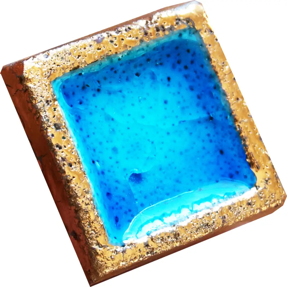 Ceramic and lava stone mosaic tile with gold MC006