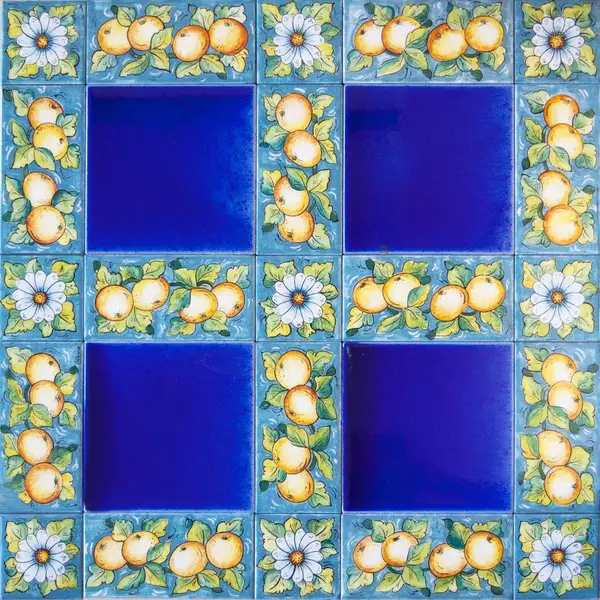 Hand-decorated lava stone or terracotta flooring