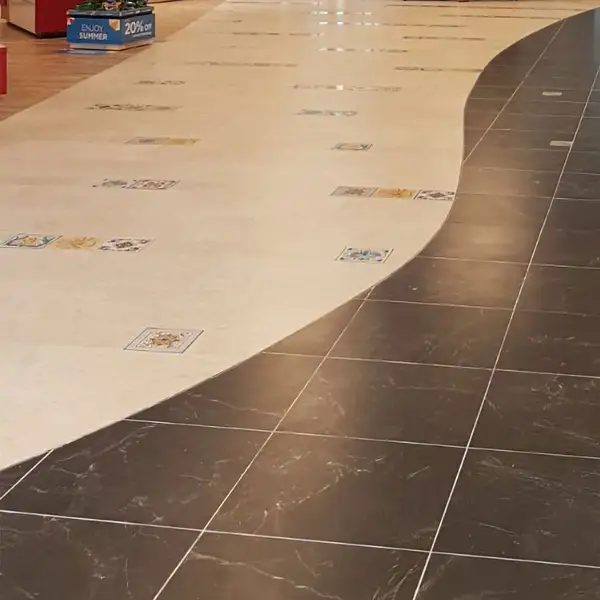 Hand-decorated lava stone or terracotta flooring