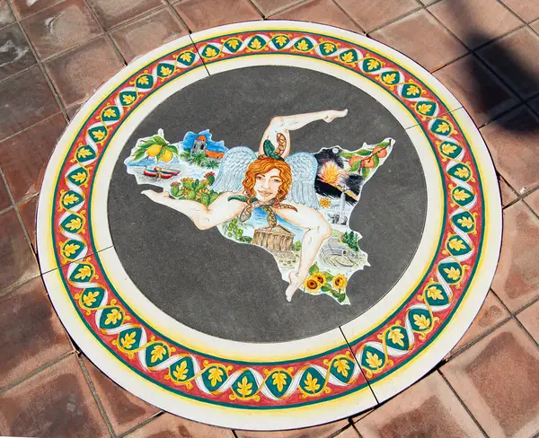 Hand-decorated lava stone or terracotta flooring