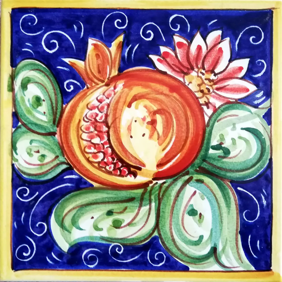 Hand-decorated tile MTL018