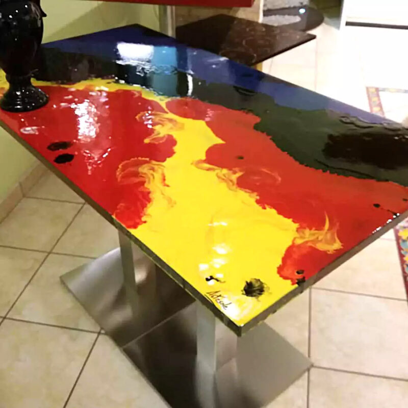 modern lava stone table in lava color