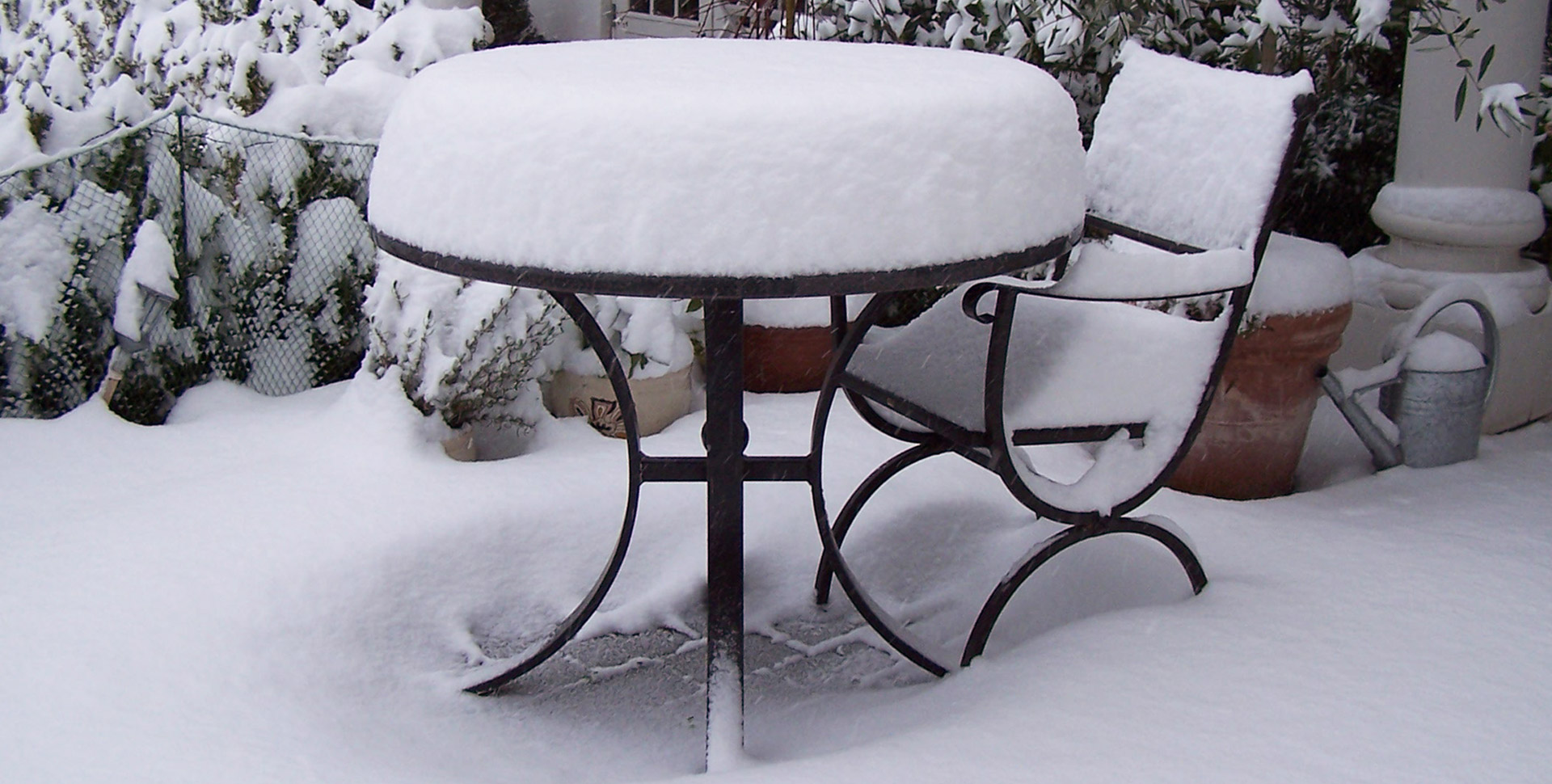 lava stone table with snow