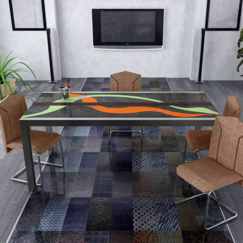 hand painted modern lava stone table