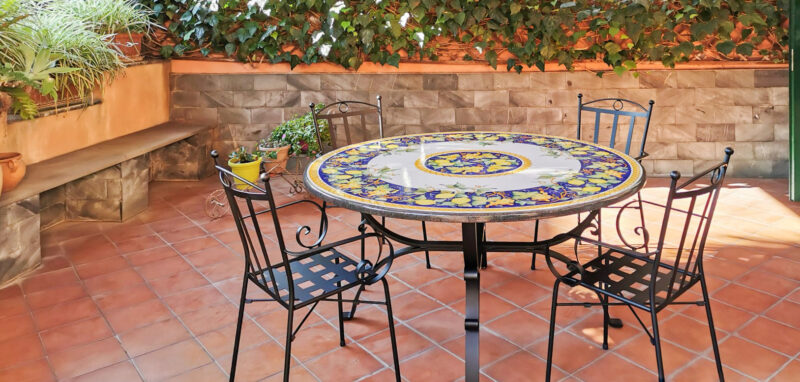 outdoor lava stone table