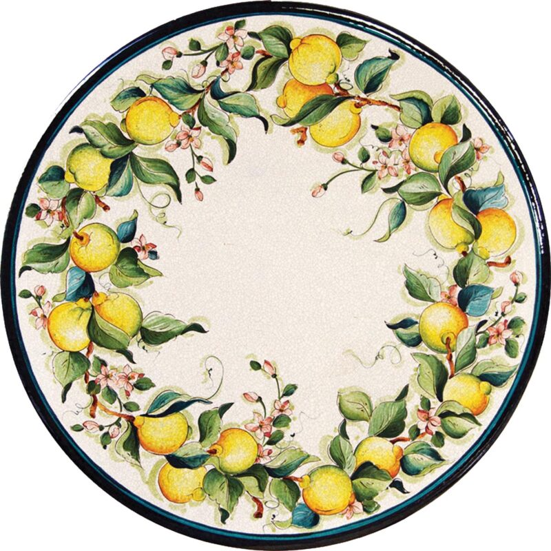 round lava stone table with hand-decorated lemons 2 decoration
