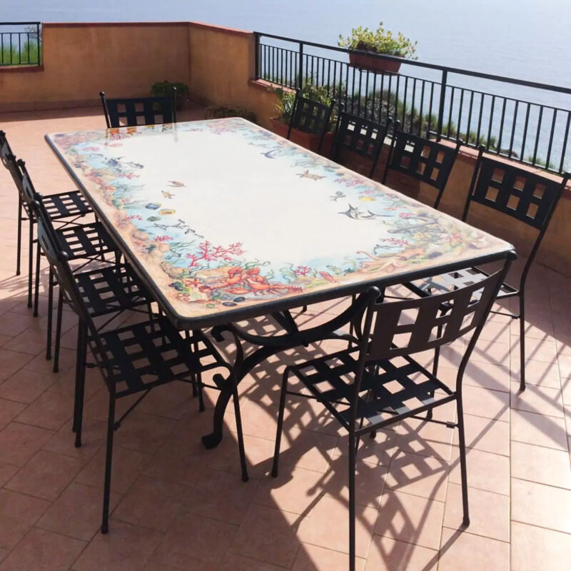 Extra large table with marine decoration, large dimensions
